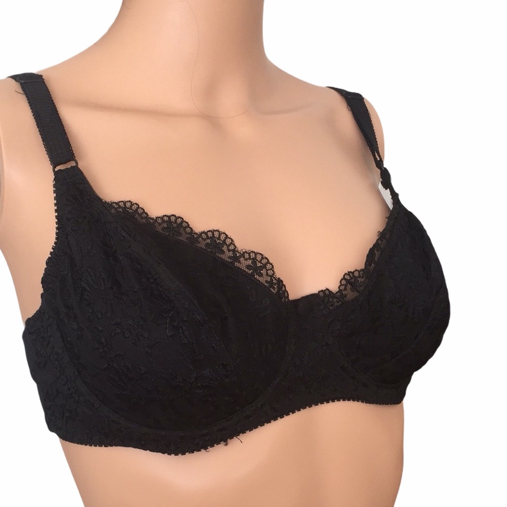 Lejaby Black Embroidered Bra Size 36C French Brand